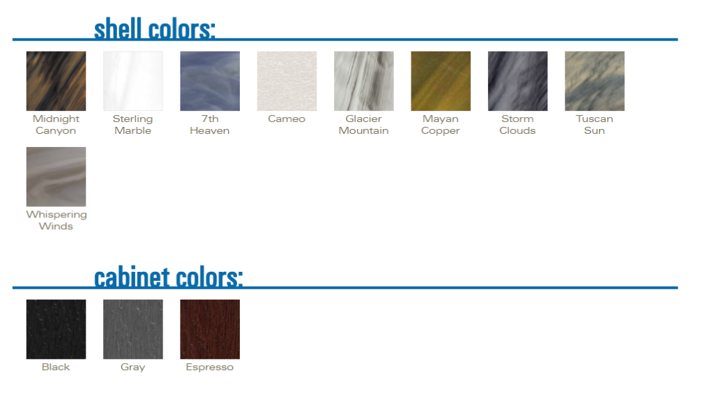 Jay's Pools - Shell and Cabinet Colors